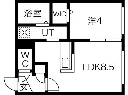 フォレスタ琴似(1LDK/1階)の間取り写真