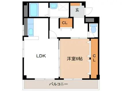 イースト・ワン(1LDK/2階)の間取り写真