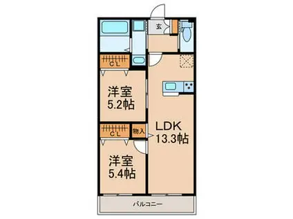 RESIDENCE H(2LDK/1階)の間取り写真