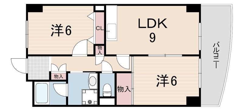 パークモダン伊丹(2LDK/8階)の間取り写真