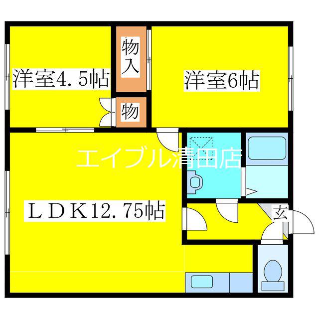 クチュールK54(2LDK/2階)の間取り写真