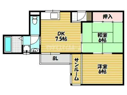シティーライフ北中(2DK/3階)の間取り写真