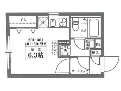ココキューブ井草(ワンルーム/2階)の間取り写真