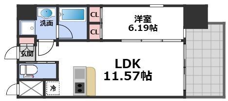プレジオ城東(1LDK/2階)の間取り写真
