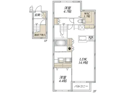 LE NOIR(2LDK/2階)の間取り写真