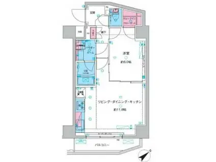 ジェノヴィア三ノ輪IIIスカイガーデン(1LDK/8階)の間取り写真