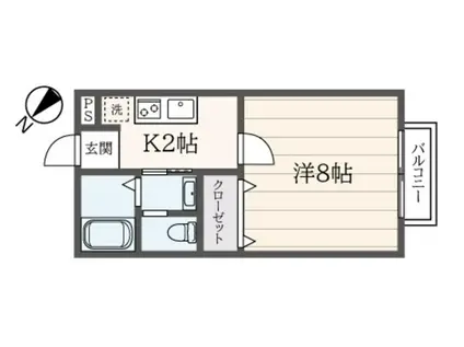 ウエストツー(1K/2階)の間取り写真