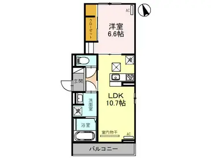 D-ROOM女池上山II 301(1LDK/3階)の間取り写真
