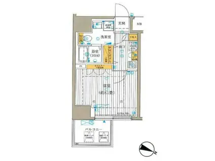 プレール・ドゥーク東京イーストV(1K/7階)の間取り写真