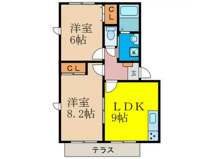 メゾンリベール(2LDK/1階)の間取り写真