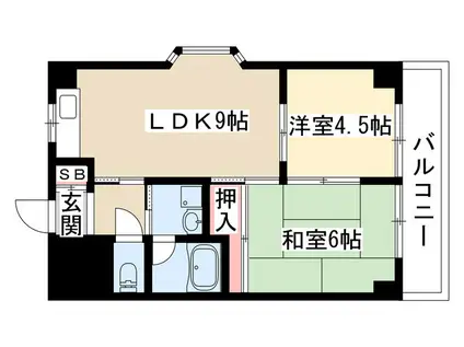 ハウスアベニュー(2DK/10階)の間取り写真