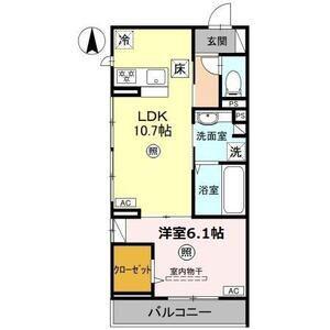 DーROOM FIORE N(1LDK/1階)の間取り写真