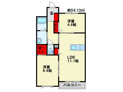 ヴィラ・ホートワース(2LDK/2階)の間取り写真