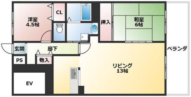 ハピネス北条(2LDK/3階)の間取り写真
