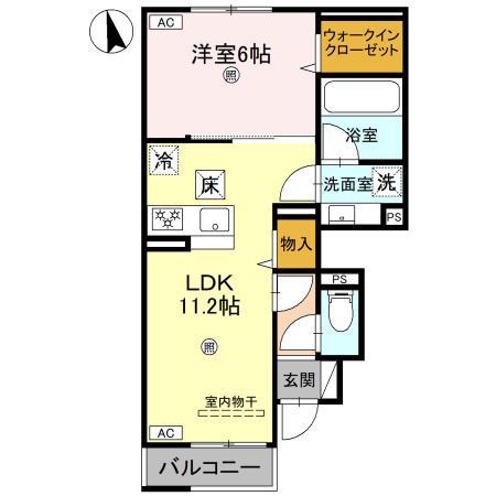 アンクレール(1LDK/1階)の間取り写真