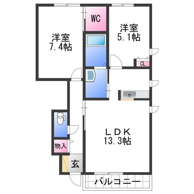 アン・セリジェ(2LDK/1階)の間取り写真