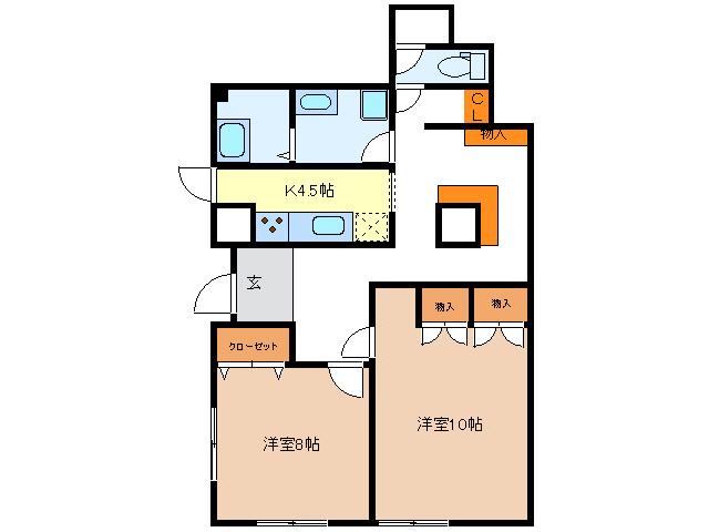 マンションフォルテシモ(2K/1階)の間取り写真