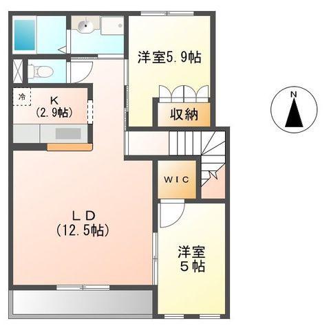 フォルテッシモ(2LDK/2階)の間取り写真