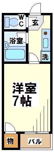 ホワイトSKJ(1K/2階)の間取り写真