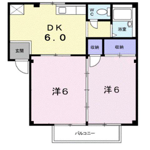 シティハイツ幸A(2DK/2階)の間取り写真