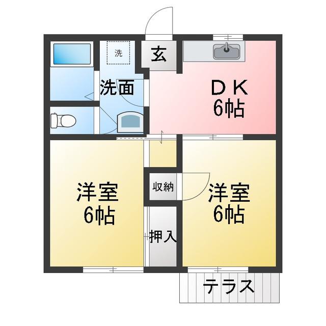 メゾンピュアコートA(2DK/1階)の間取り写真