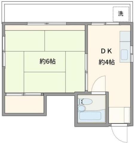 GREENFORESTふじみ野(1DK/2階)の間取り写真