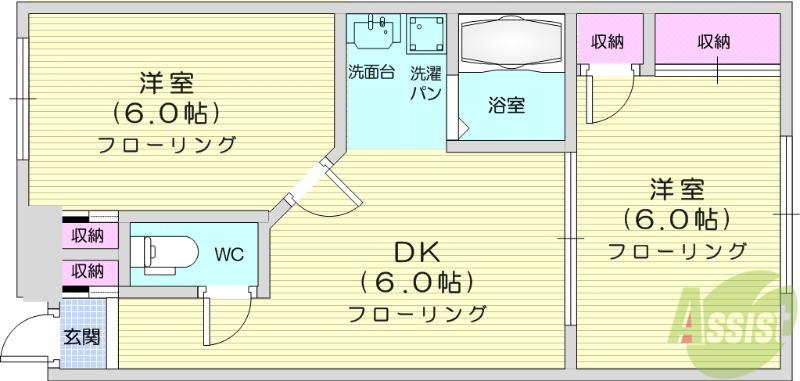 フェニックス福室(2DK/1階)の間取り写真