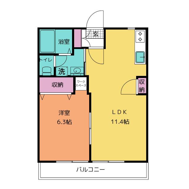 AXIS HIRATA B(1LDK/2階)の間取り写真