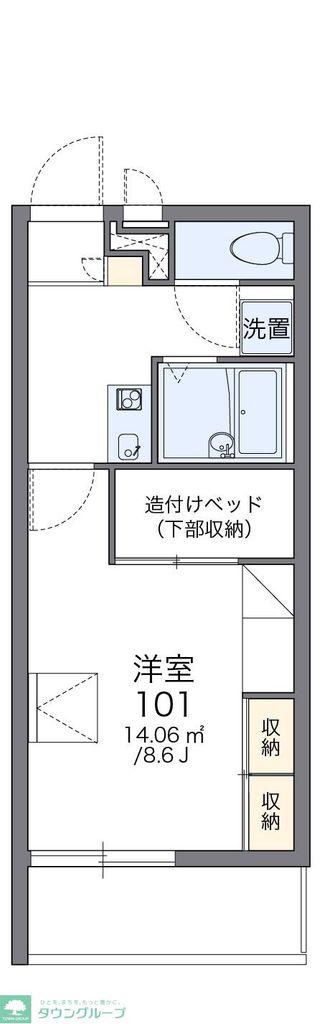 レオパレスサザンクロスB(1K/1階)の間取り写真