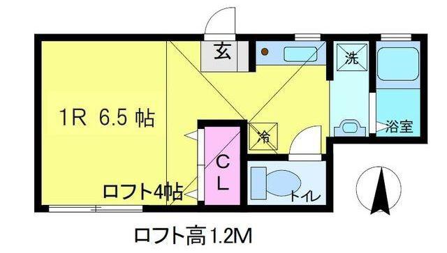 グリーンハイム(ワンルーム/1階)の間取り写真