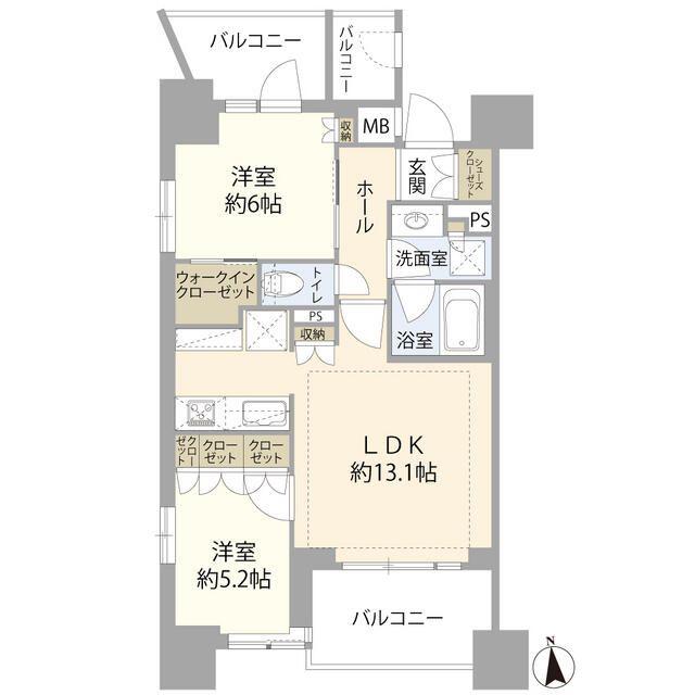 ネベル恵比寿(2LDK/2階)の間取り写真
