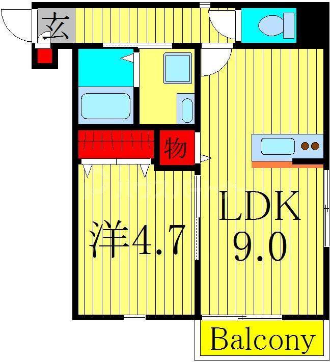 ボン・フローレ亀有(1LDK/2階)の間取り写真