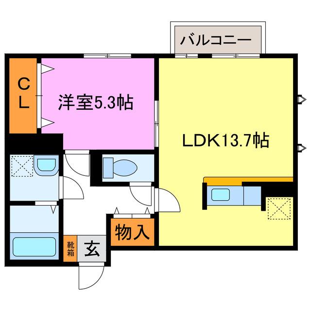 サニーコート夢咲き(1LDK/1階)の間取り写真
