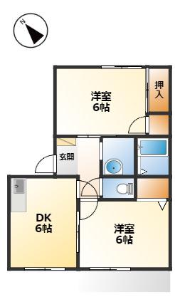 ボナール(2DK/1階)の間取り写真