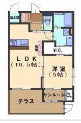 ラフィネ泉野(1LDK/4階)の間取り写真