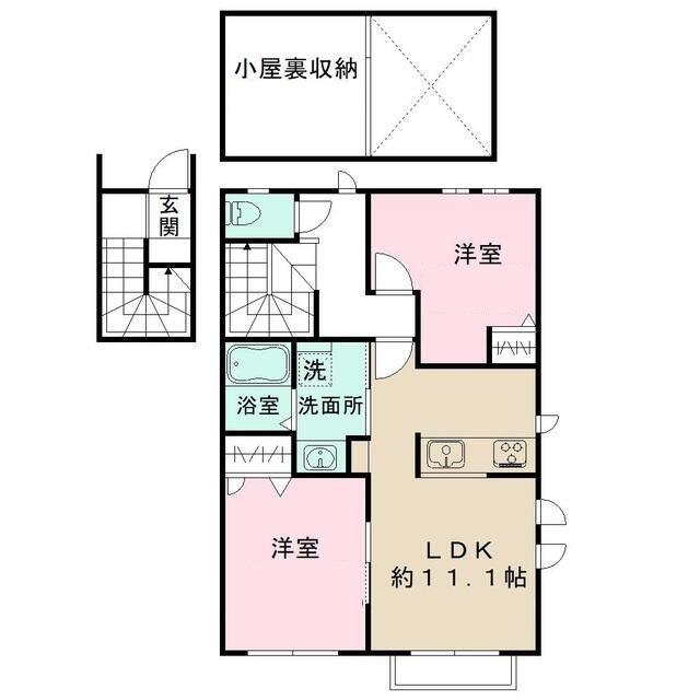WIN VILLA 錦(2LDK/2階)の間取り写真