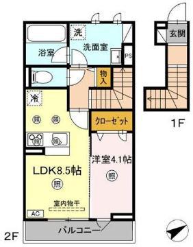 TORISIA川口(1LDK/2階)の間取り写真