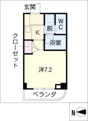ヴェルドミール覚王山(1K/4階)の間取り写真