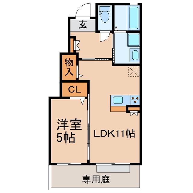 コンフォート南花長(1LDK/1階)の間取り写真