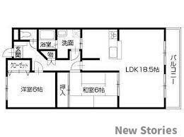 アップルコート(2LDK/4階)の間取り写真