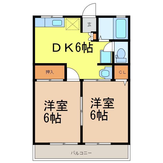コート倉F棟(2DK/1階)の間取り写真