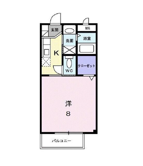 マインハウス(1K/2階)の間取り写真
