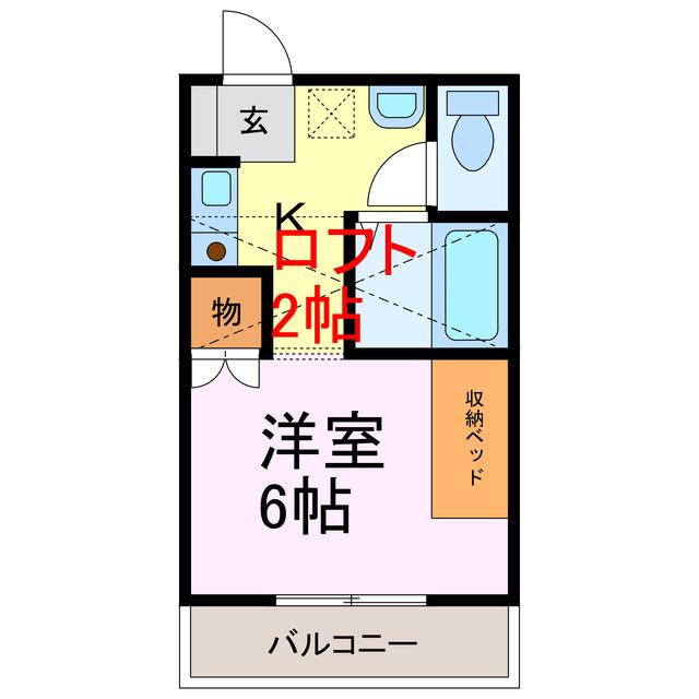 ツァィト板倉(1K/2階)の間取り写真