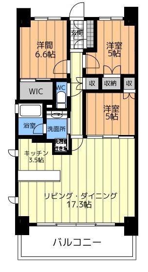 LE JADE掛川駅前(3LDK/13階)の間取り写真
