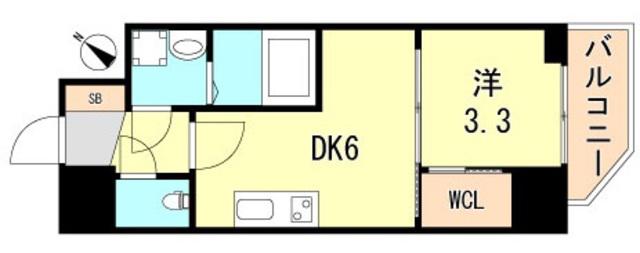 セレニテ神戸元町クレア(1DK/7階)の間取り写真