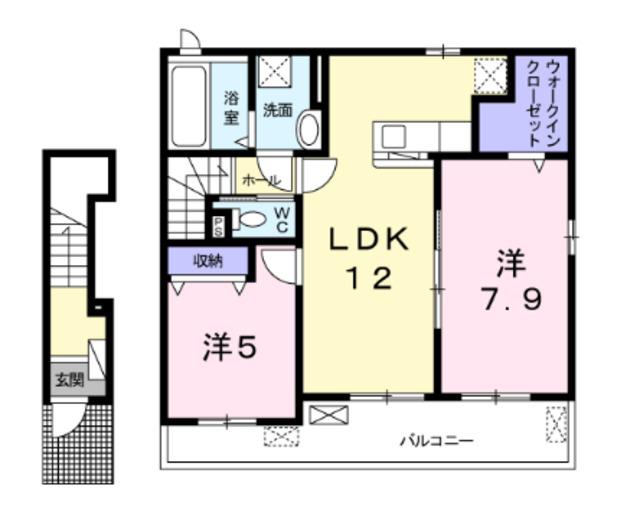 デュオ ルーチェ1(2LDK/2階)の間取り写真