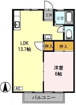 ハイツポーラリスA(1LDK/2階)の間取り写真