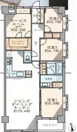 THE・パームス西戸山(3SLDK/2階)の間取り写真