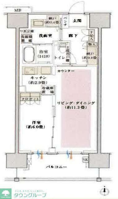 デュオセーヌ柏の葉キャンパス(1LDK/13階)の間取り写真