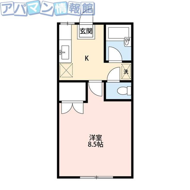 ポムフリット(1K/1階)の間取り写真